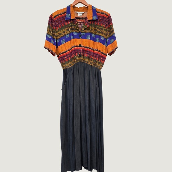 Casual Corner Dresses & Skirts - Casual Corner Shirt Dress Womens 10 Whimsigoth Artsy Granola Girl Boho Geometric